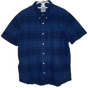 American Eagle  Men’s Short Sleeve Button Up 100% Cotton Denim Shirt, Size XXL